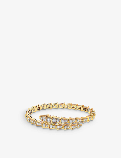 Bvlgari Womens Yellow Gold Serpenti Viper 18ct Yellow-gold And 2.8ct Brilliant-cut Diamond Bracelet