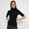 Theory Leenda R Ribbed Merino Wool-blend Turtleneck Sweater In Black