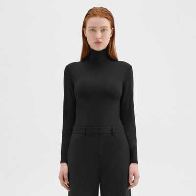 Theory Turtleneck Bodysuit In Motion Jersey In Black