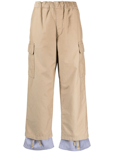 Undercover Layered-design Cotton Trousers In Brown