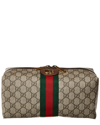 Gucci Ophidia Gg Supreme Canvas & Leather Toiletry Case In Brown