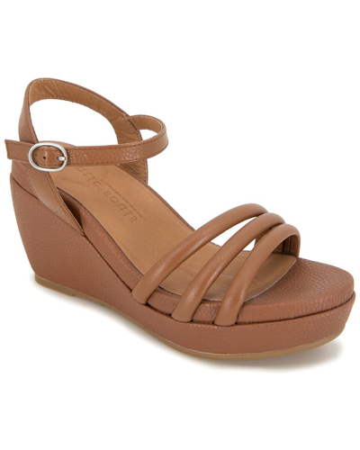 Gentle Souls By Kenneth Cole Viki Leather Wedge Sandal In Luggage