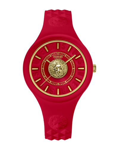 Versus Fire Island Silicone Watch In Red