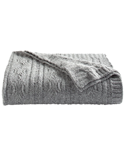 Splendid Cable Knit Supersoft Microfiber Throw Blanket In Gray Mingle