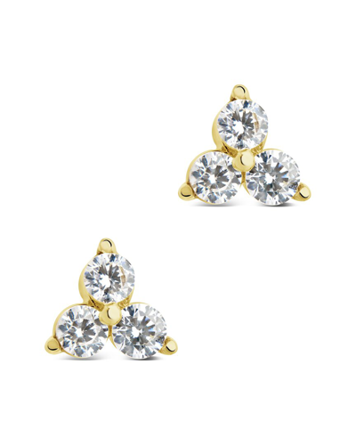 Sterling Forever 14k Over Silver Cz Pyramid Studs In Gold
