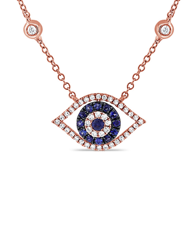 Sabrina Designs 14k Rose Gold 0.39 Ct. Tw. Diamond & Sapphire Evil Eye Necklace