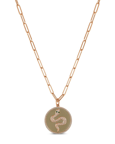 Sabrina Designs 14k Rose Gold 0.45 Ct. Tw. Diamond & Tsavorite Snake Charm Necklace