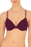 Natori Pure Luxe Full Fit Coverage T-shirt Everyday Support Bra (38b) Women's In Deep Plum/carnation