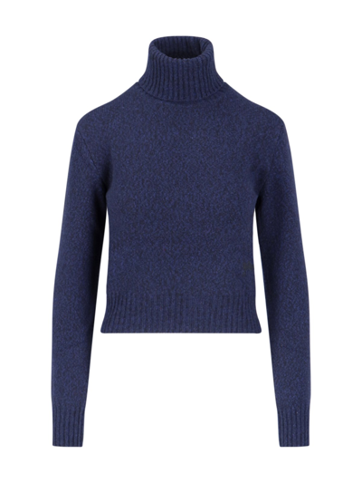 Ami Alexandre Mattiussi Logo Cachemire Sweater In Blue