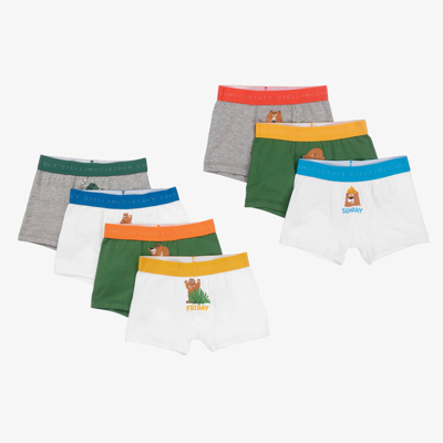 Stella Mccartney Kids' Graphic-print Cotton Boxers (pack Of Seven) In Green