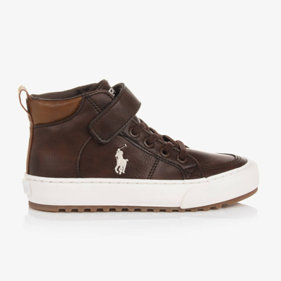 Polo Ralph Lauren Kids' Boys Brown High-top Velcro Trainers