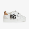 DOLCE & GABBANA GIRLS WHITE & GOLD RHINESTONE DG TRAINERS