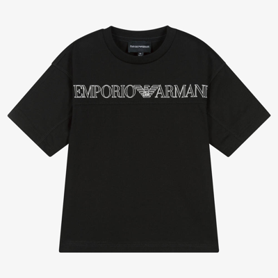Emporio Armani Kids' Boys Black Cotton T-shirt