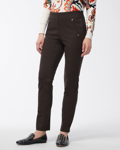 Chico's Juliet Ponte Trim Detail Ankle Pants In Cocoa Bean