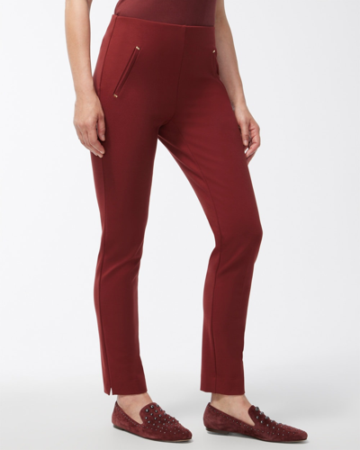 Chico's Juliet Ponte Trim Detail Ankle Pants In Red