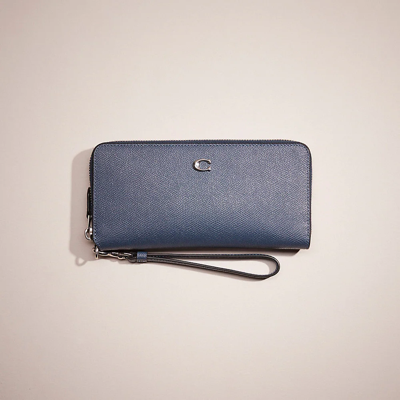 Coach Restored Continental Wallet In Silver/denim