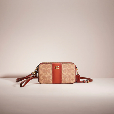 Coach Restored Kira Crossbody In Colorblock Signature Canvas In Brass/tan/rust