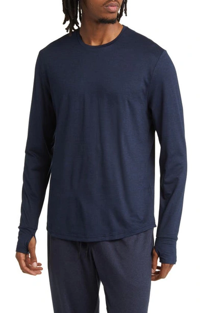 Zella Restore Soft Performance Long Sleeve T-shirt In Navy Eclipse Melange