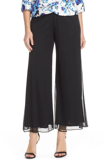 Alex Evenings Wide Leg Mesh Trousers In Black