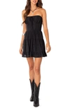 Edikted Liora Strapless Embroidered Eyelet Cotton Minidress In Black