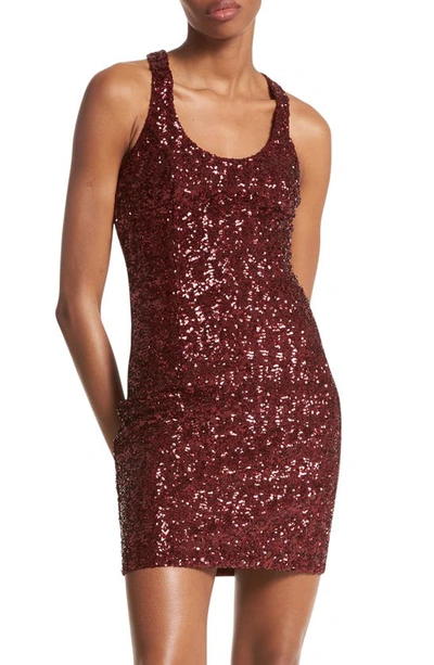 Michael Kors Sequin Racerback Tank Dress In Merlot