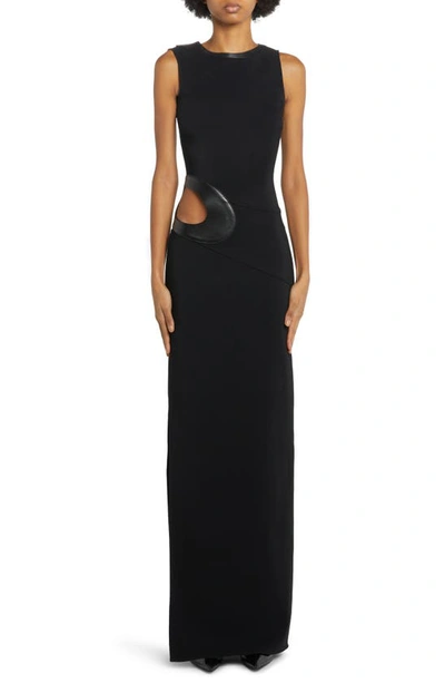 Tom Ford Cutout Waist Stretch Crepe Column Gown In Black