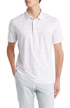 Mizzen + Main Versa White Linear Floral Performance Golf Polo In White