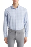 Mizzen + Main Leeward Trim Fit Deep Sea Oaklawn Check Performance Button-up Shirt In Blue