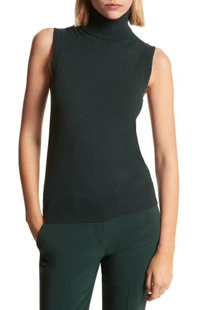 Michael Kors Sleeveless Cashmere Turtleneck Sweater In Forest