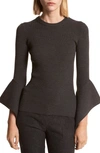 MICHAEL KORS FLARE SLEEVE MERINO WOOL BLEND SWEATER