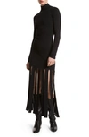 Michael Kors Turtleneck Streamer-hem Knit Midi Dress In Black