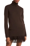 Michael Kors Longline Cashmere Turtleneck Sweater In Brown