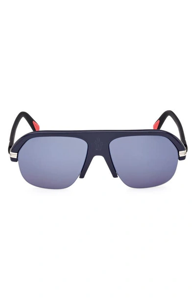 Moncler Women's Matte Blue & Blue Mirror Lodge Navigator Sunglasses
