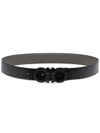 Ferragamo Adjustable Geometric Pattern Reversible Belt In Black