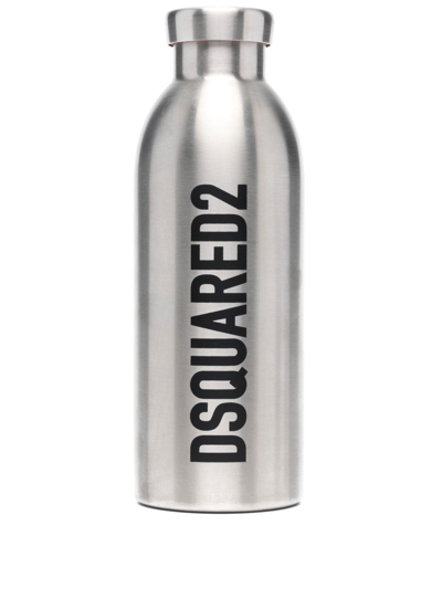 Dsquared2 Logo-print Metal Bottle In Silver