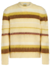 Etro Mens Beige Crewneck Striped-pattern Wool-blend Jumper In Cream