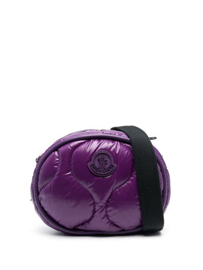 Moncler Logo-patch Padded Shoulder Bag In Purple