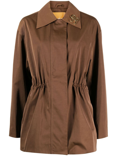 Rejina Pyo Rue Logo-plaque Jacket In Brown