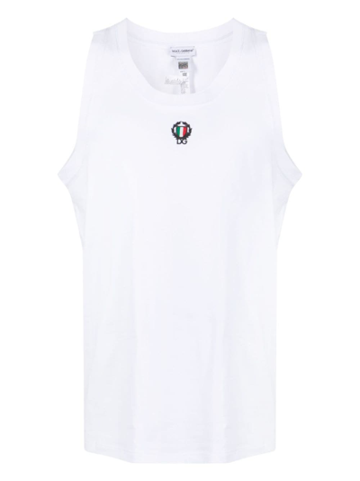 DOLCE & GABBANA LOGO-EMBROIDERY TANK TOP