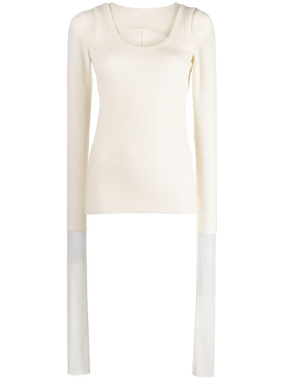 Muller Of Yoshiokubo Layered Fine-ribbed Jumper In Neutrals