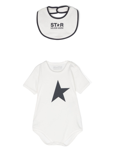 Golden Goose Star Print Babygrow In Bianco