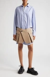 Sacai Thomas Mason Cotton Poplin & Wool Shirtdress In L/ Blue Stripe Beige