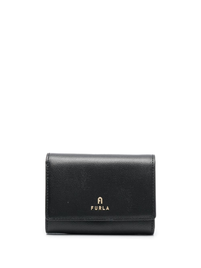 Furla Medium Camelia Leather Wallet In Black