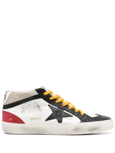 GOLDEN GOOSE MID-STAR LEATHER SNEAKERS