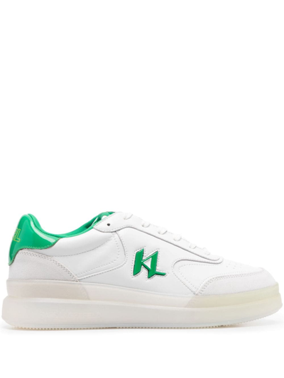 Karl Lagerfeld Logo-appliqué Perforated-detail Trainers In White