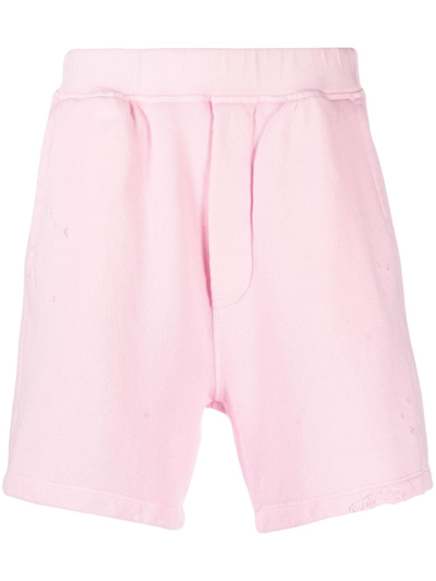 Dsquared2 Distressed-effect Track Shorts In Pink