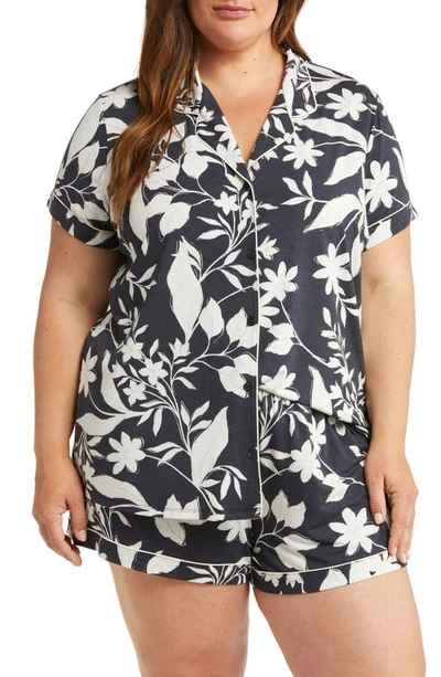 Nordstrom Moonlight Eco Short Pajamas In Black Outlined Floral