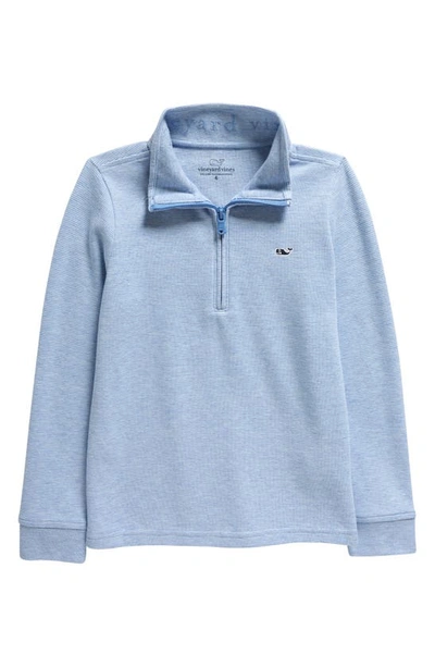 Vineyard Vines Boys' Saltwater Stripe Quarter Zip Mock Neck Sweatshirt - Little Kid, Big Kid In Jake Blue