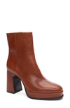 Ash Alyx Leather Platform Bootie In Amber