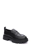 Ash Genial Bis Leather Stud Penny Loafers In Black